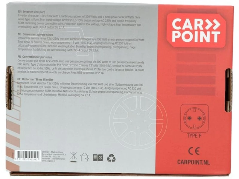 Carpoint Pure Sinus Omvormer 12V Naar 230V - 300W 7 Carpoint Pure Sinus Omvormer 12V Naar 230V - 300W - Afbeelding 5