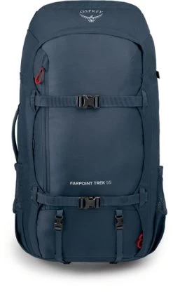 Osprey Farpoint Trek Pack Rugzak - Blauw - 55 Liter -Professionele outdoor kampeerwinkel 1900 1425 farpointtrekpack55 s22 front mutedspaceblue 10003693