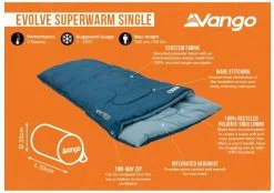Vango Evolve Superwarm Slaapzak - Blauw 19 Vango Evolve Superwarm Slaapzak - Blauw -Professionele outdoor kampeerwinkel 1900 1783 evolve superwarm single 1