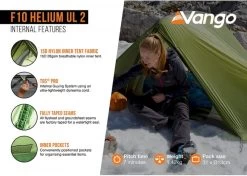 Vango F10 Helium UL 2 Ultralichte Trekking Tunneltent - 1/2 Persoons - Groen 14 Vango F10 Helium UL 2 Ultralichte Trekking Tunneltent - 1/2 Persoons - Groen -Professionele outdoor kampeerwinkel 1900 1783 f10 helium ul 2 5