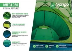 Vango Omega 350 Tunneltent - 3 Persoons - Groen 14 Vango Omega 350 Tunneltent - 3 Persoons - Groen -Professionele outdoor kampeerwinkel 1900 1783 omega 350 6