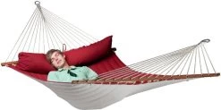 La Siesta Alabama Kingsize 2 Persoons Hangmat - Red Pepper -Professionele outdoor kampeerwinkel 597 1200 nqr14 21 alabama red pepper quilted kingsize spreader bar hammock image 02