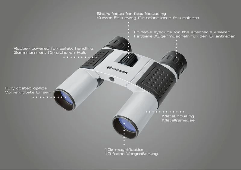Bresser Topas Verrekijker - 10x25 Mm - Zilver 6 Bresser Topas Verrekijker - 10x25 Mm - Zilver - Afbeelding 4