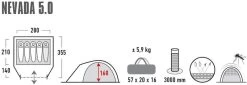 High Peak Nevada 5.0 Koepeltent Met Luifel - 5 Persoons -Professionele outdoor kampeerwinkel 900 2483 4001690102094.pt01