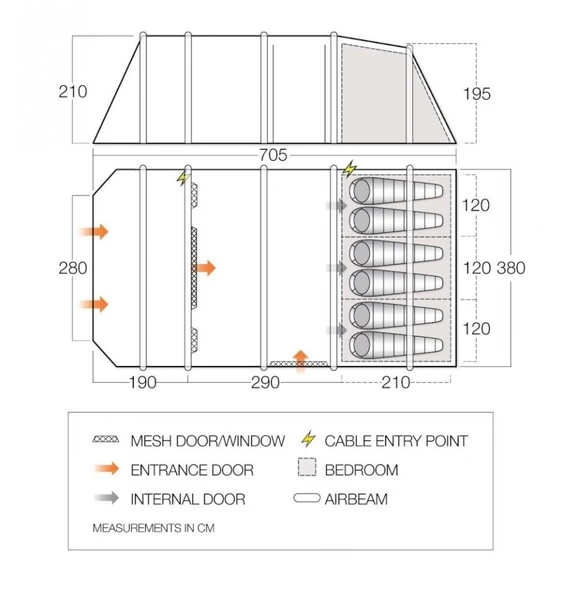 Vango Lismore Air 600XL Opblaasbare Tunneltent - 5 Persoons - Groen 14 Vango Lismore Air 600XL Opblaasbare Tunneltent - 5 Persoons - Groen - Afbeelding 12