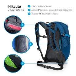 Osprey Hikelite Wandelrugzak - 18 Liter - Zilver -Professionele outdoor kampeerwinkel osprey hikelite 18